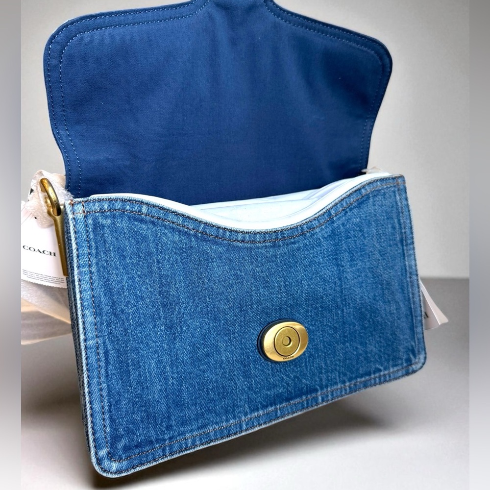 Coach Denim Shoulder Bag with Gold C Hardware - Picture 7 of 15
